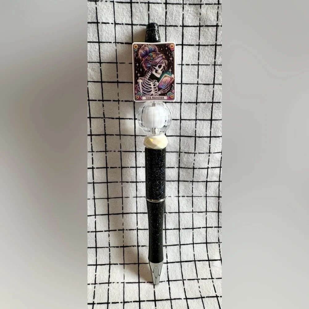 The Reader Tarot Card Skeleton Hand Beaded Ink Pen